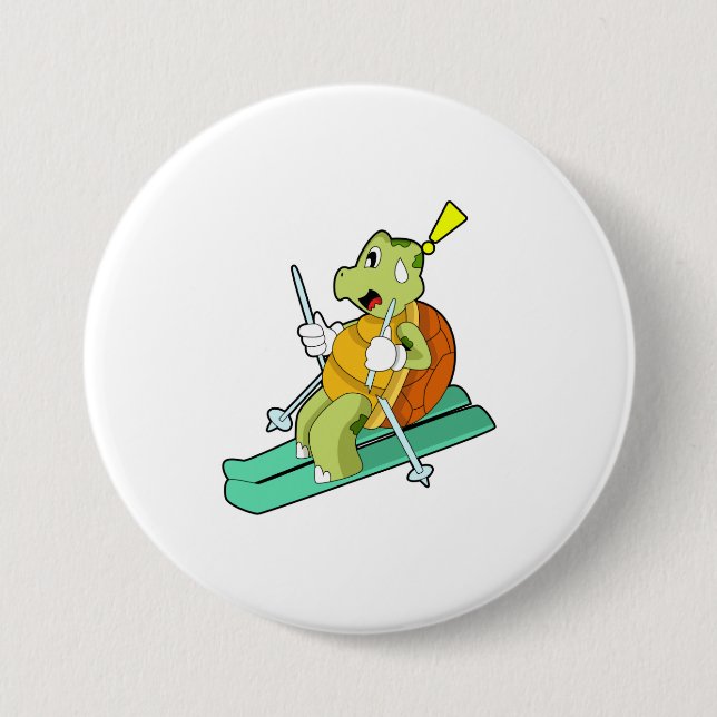 Turtle as Skier with Ski Button (Front)