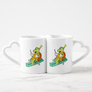 Turtle as Skier with Ski Coffee Mug Set