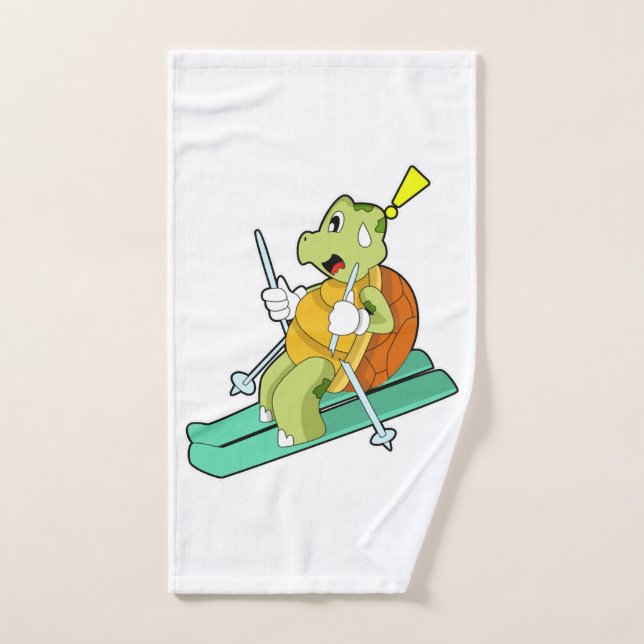 Turtle As Skier With Ski Hand Towel (Hand Towel)
