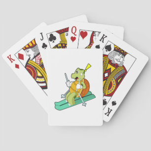 Turtle as Skier with Ski Poker Cards