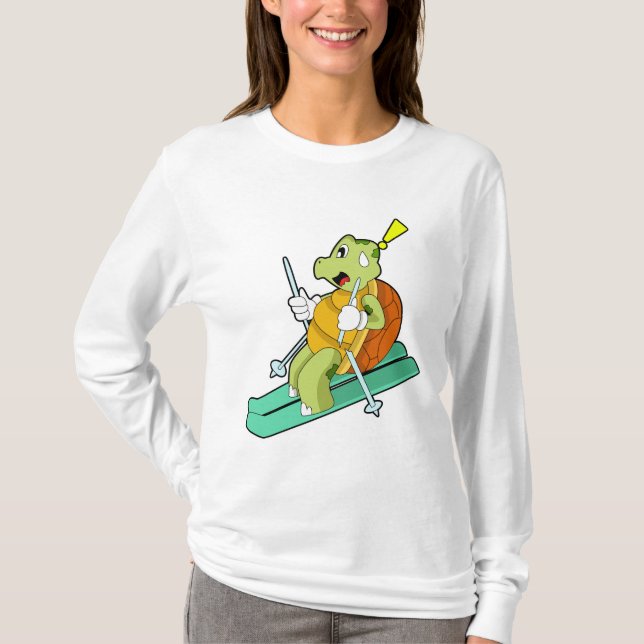 Turtle as Skier with Ski T-Shirt (Front)