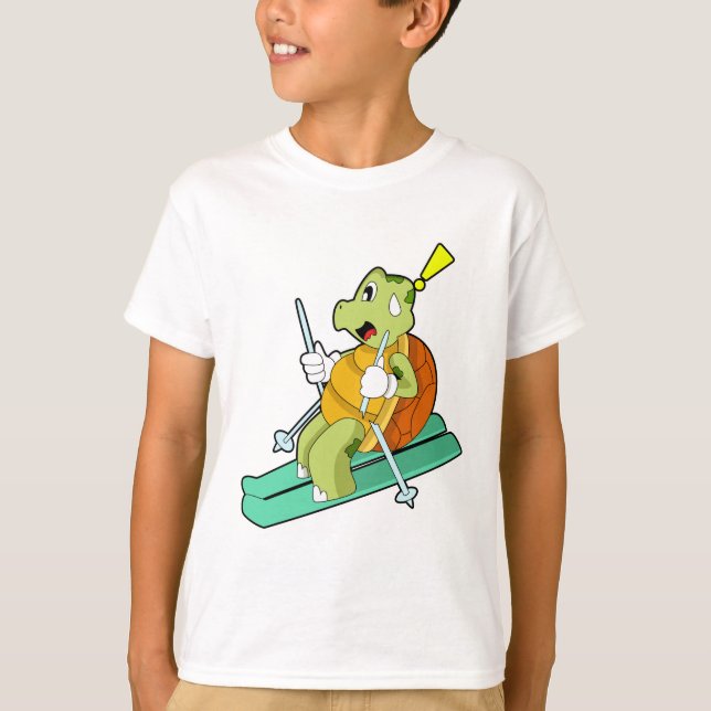 Turtle as Skier with Ski T-Shirt (Front)