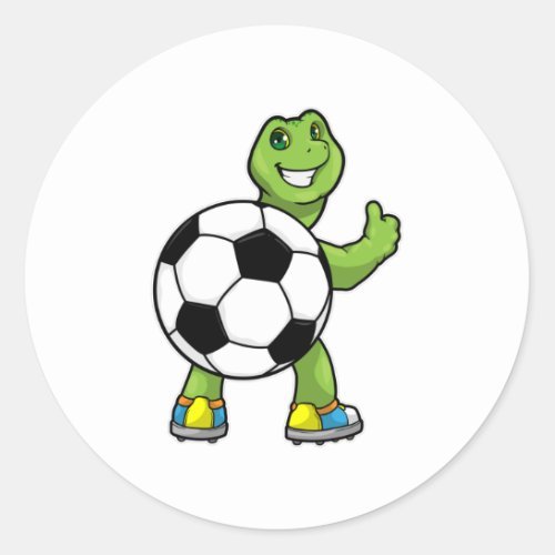 Turtle as Soccer player with Soccer ball Classic Round Sticker