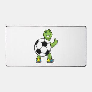 Turtle As Soccer Player With Soccer Ball Desk Mat