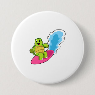 Turtle as Surfer with Surfboard Button