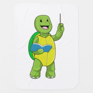 Turtle as Teacher with Book & Pointer Baby Blanket