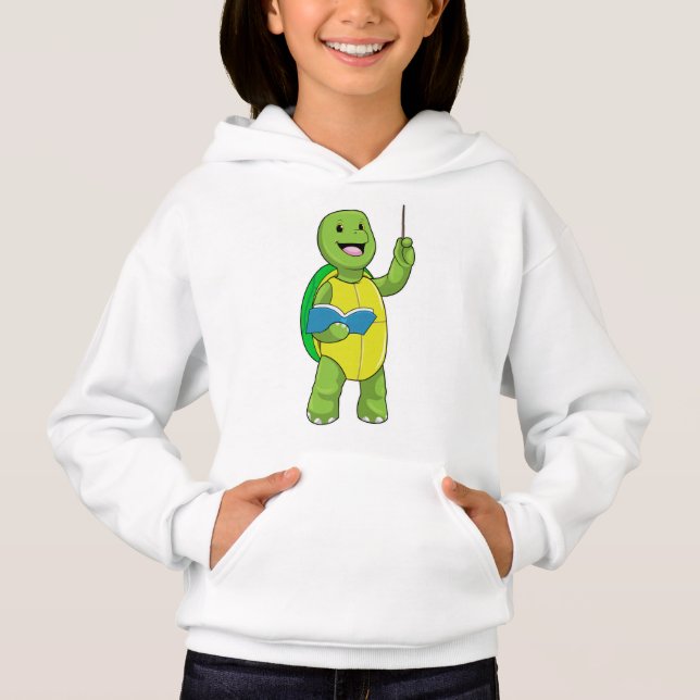 Turtle as Teacher with Book & Pointer Hoodie (Front)