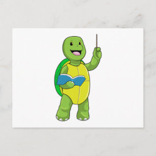 Turtle as Teacher with Book & Pointer Postcard