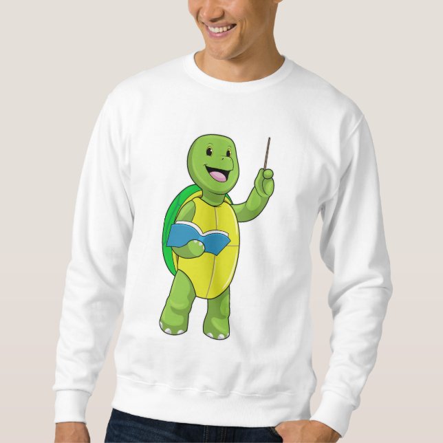 Turtle as Teacher with Book & Pointer Sweatshirt (Front)