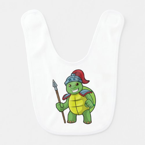 Turtle as Warrior with Spear  Helmet Baby Bib