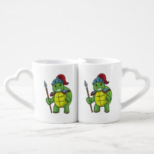 Turtle as Warrior with Spear & Helmet Coffee Mug Set