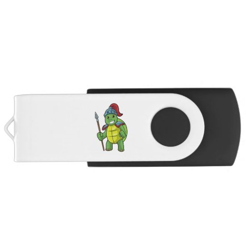 Turtle as Warrior with Spear  Helmet Flash Drive