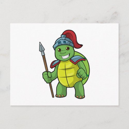 Turtle as Warrior with Spear  Helmet Postcard