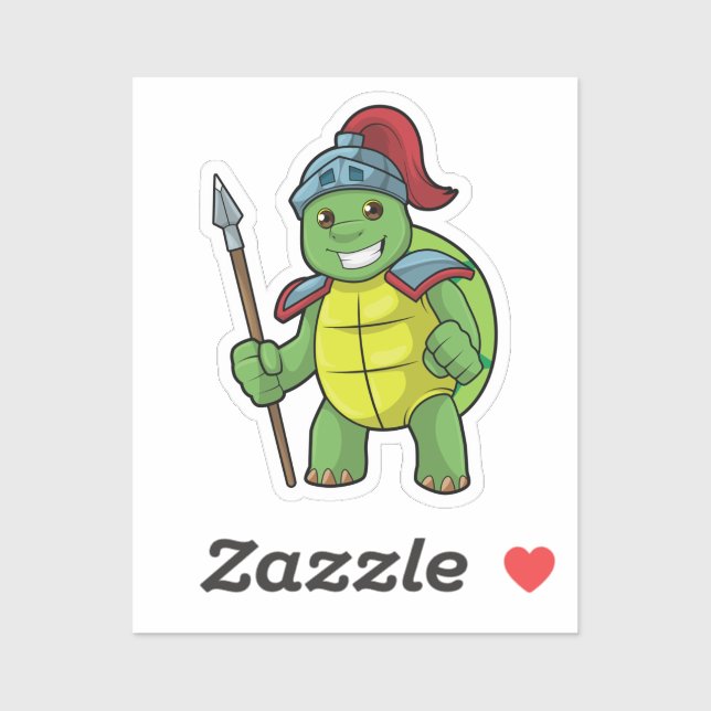 Turtle as Warrior with Spear & Helmet Sticker (Sheet)