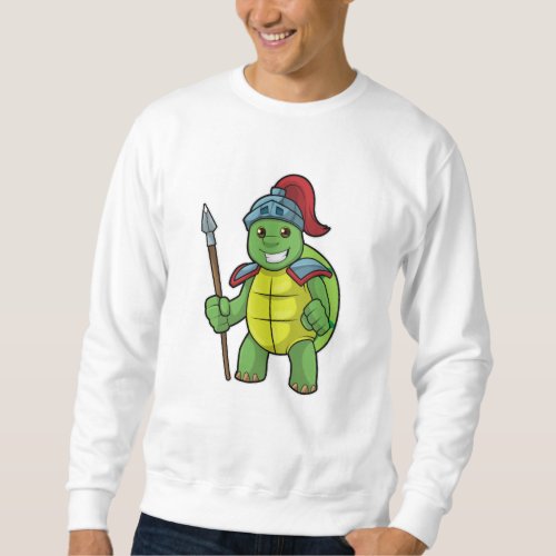 Turtle as Warrior with Spear  Helmet Sweatshirt