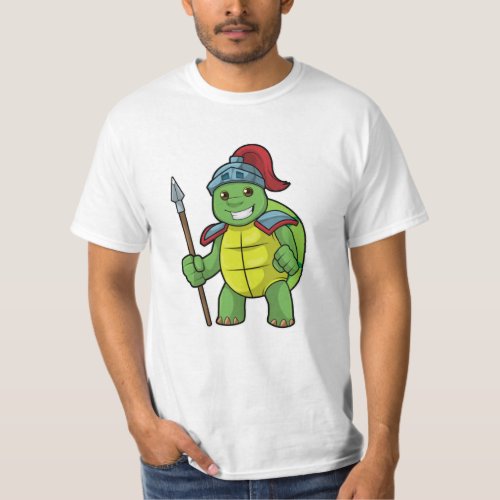 Turtle as Warrior with Spear  Helmet T_Shirt