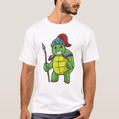 Turtle as Warrior with Spear  Helmet T_Shirt