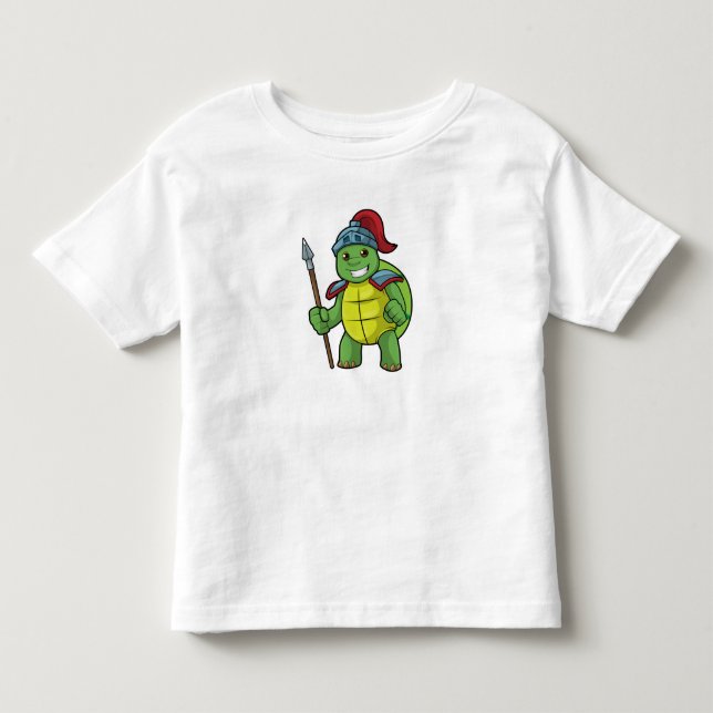 Turtle as Warrior with Spear & Helmet Toddler T-shirt (Front)