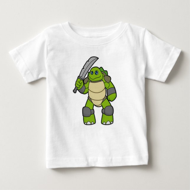 Turtle as Warrior with Sword Baby T-Shirt (Front)