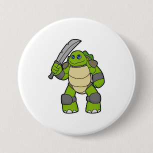 Turtle as Warrior with Sword Button