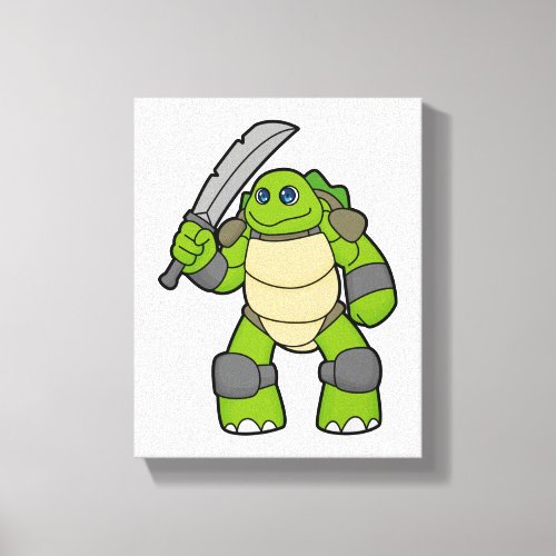 Turtle as Warrior with Sword Canvas Print