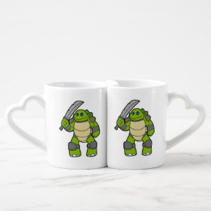 Turtle as Warrior with Sword Coffee Mug Set