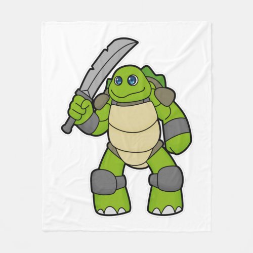 Turtle as Warrior with Sword Fleece Blanket