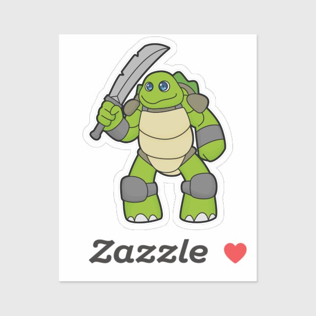 Turtle as Warrior with Sword Sticker (Sheet)