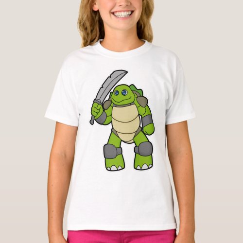 Turtle as Warrior with Sword T_Shirt