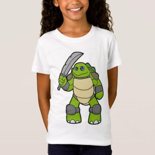 Turtle as Warrior with Sword T_Shirt