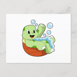 Turtle at Bathing with Foam Postcard