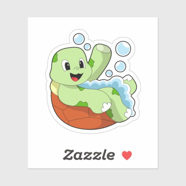 Turtle at Bathing with Foam Sticker (Sheet)