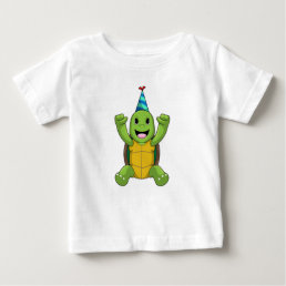 Turtle at Birthday with Party hat Baby T-Shirt