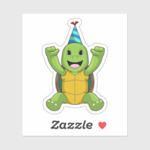 Turtle at Birthday with Party hat Sticker