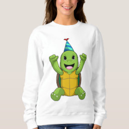 Turtle at Birthday with Party hat Sweatshirt
