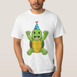 Turtle at Birthday with Party hat T-Shirt