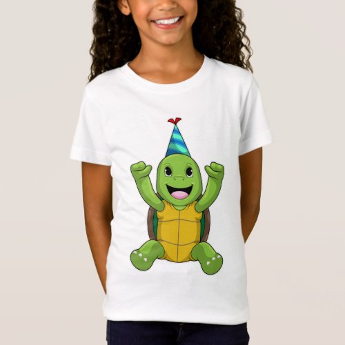 Turtle at Birthday with Party hat T_Shirt