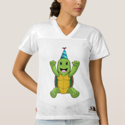 Turtle at Birthday with Party hat Women&#39;s Football Jersey
