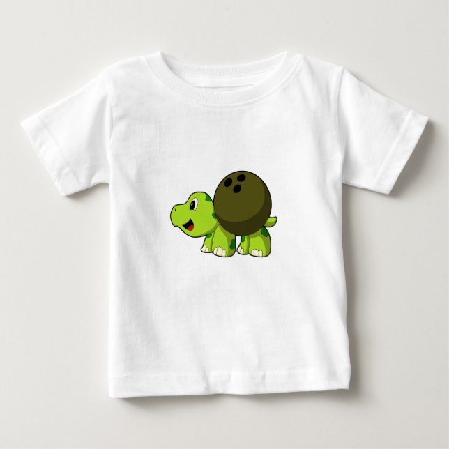 Turtle at Bowling with Bowling ball Baby T-Shirt (Front)