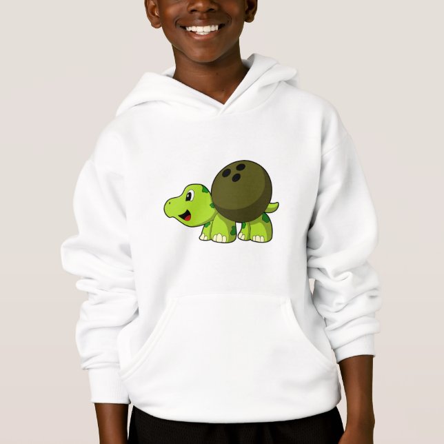 Turtle at Bowling with Bowling ball Hoodie (Front)