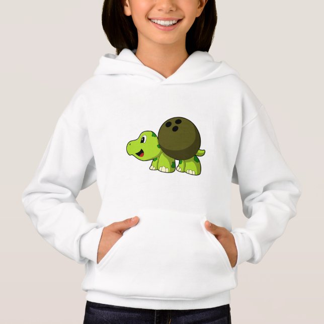 Turtle at Bowling with Bowling ball Hoodie (Front)
