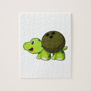 Turtle at Bowling with Bowling ball Jigsaw Puzzle