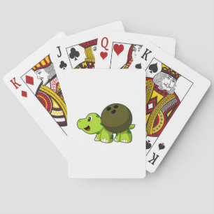 Turtle at Bowling with Bowling ball Poker Cards