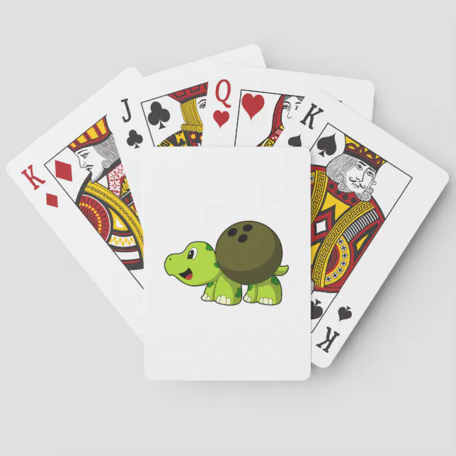 Turtle at Bowling with Bowling ball Poker Cards | Zazzle