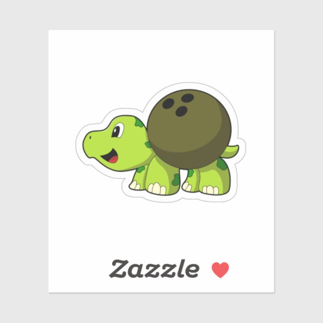 Turtle at Bowling with Bowling ball Sticker (Sheet)