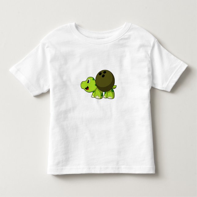 Turtle at Bowling with Bowling ball Toddler T-shirt (Front)