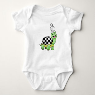 Turtle at Chess with Chess board & King Baby Bodysuit