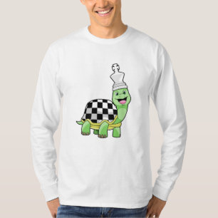 Turtle at Chess with Chess board & King T-Shirt