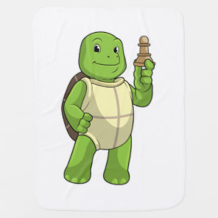 Turtle at Chess with Chess piece Pawn Baby Blanket