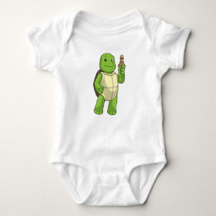 Turtle at Chess with Chess piece Pawn Baby Bodysuit